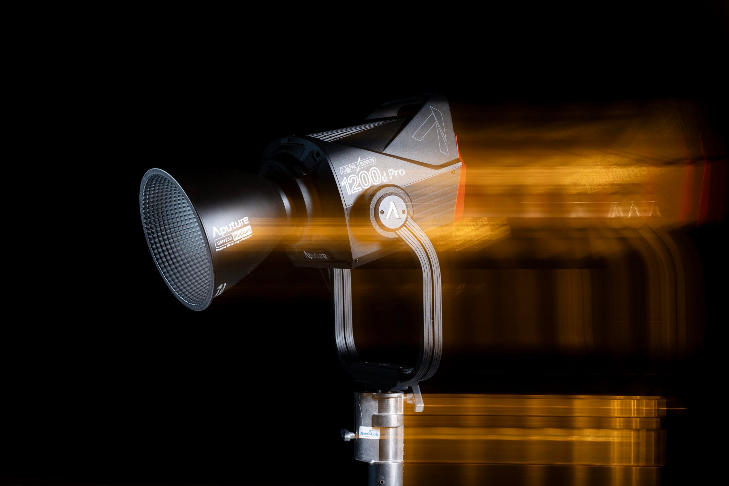 An Aputure 1200d on the stage