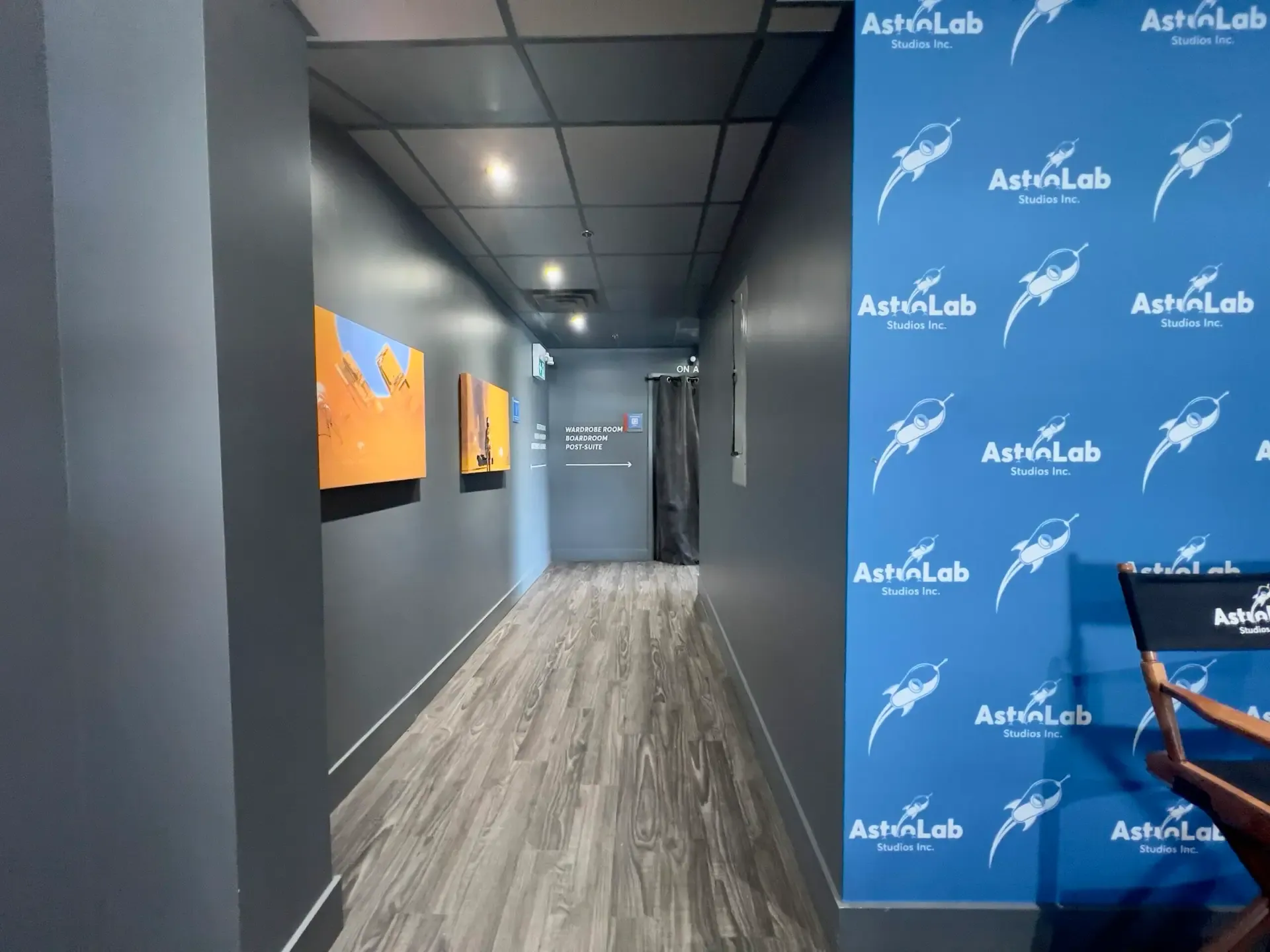 The entrance hall at AstroLab Studios, past the AstroLab backdrop