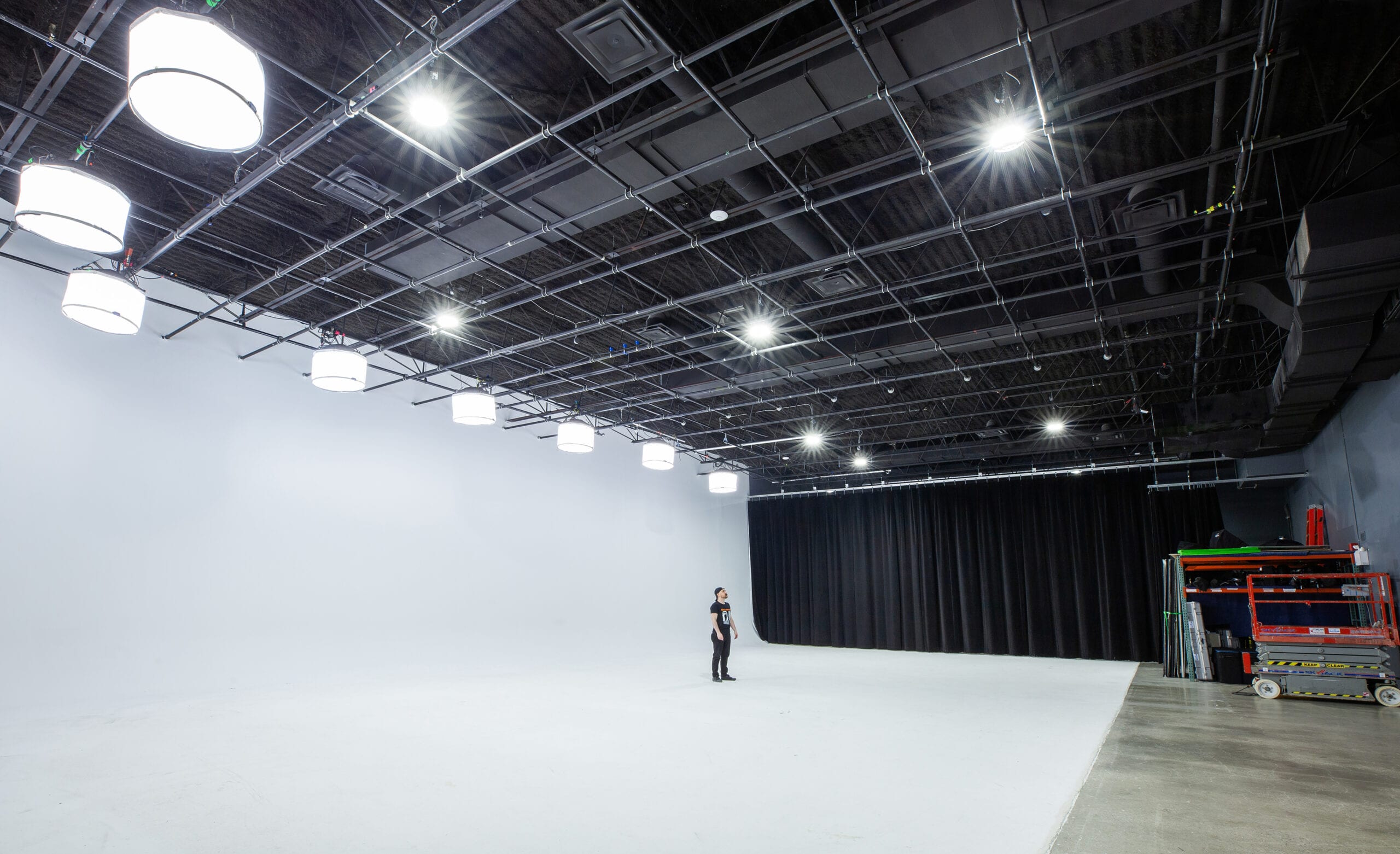 Studio Cyc, Curtain Closed, Human For Scale
